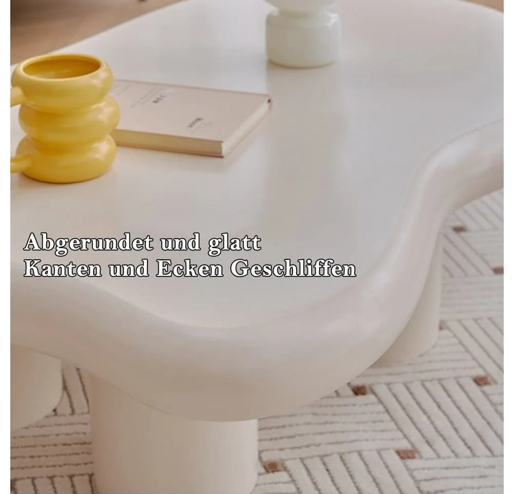 AFKSMILE Couchtisch Wolkenform Cremeweiß Modern - Bild 3