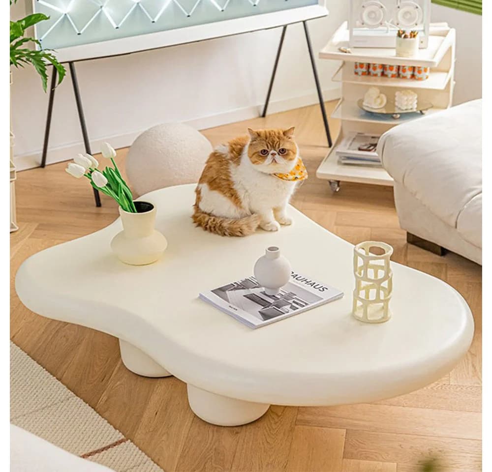AFKSMILE Couchtisch Wolkenform Cremeweiß Modern - Bild 5