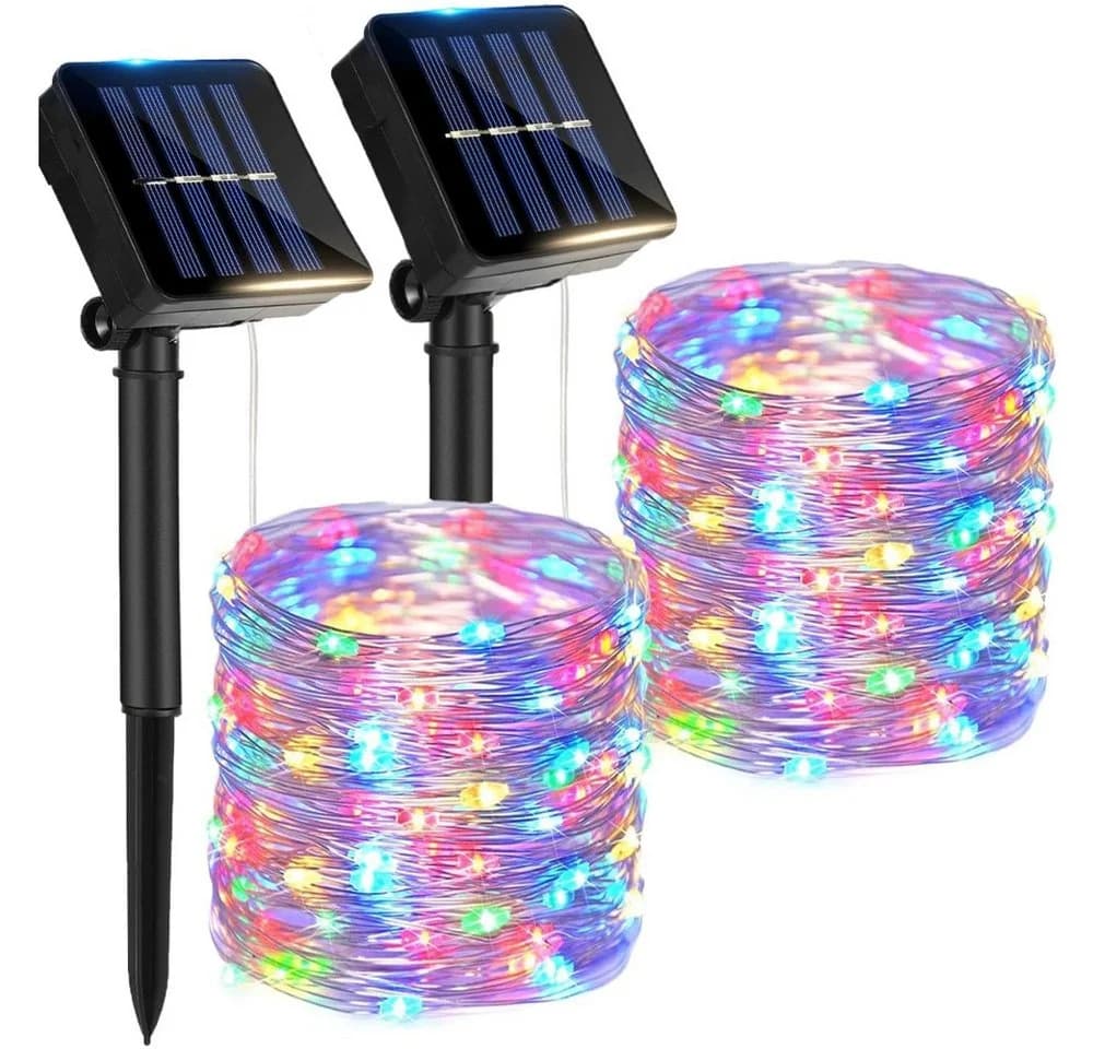 AFKSMILE LED Solarleuchte 2x12M/2x22M Kupferdraht 8 Modi Bunt - Bild 2