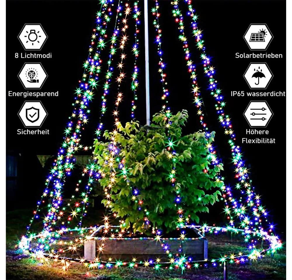 AFKSMILE LED Solarleuchte 2x12M/2x22M Kupferdraht 8 Modi Bunt - Bild 4