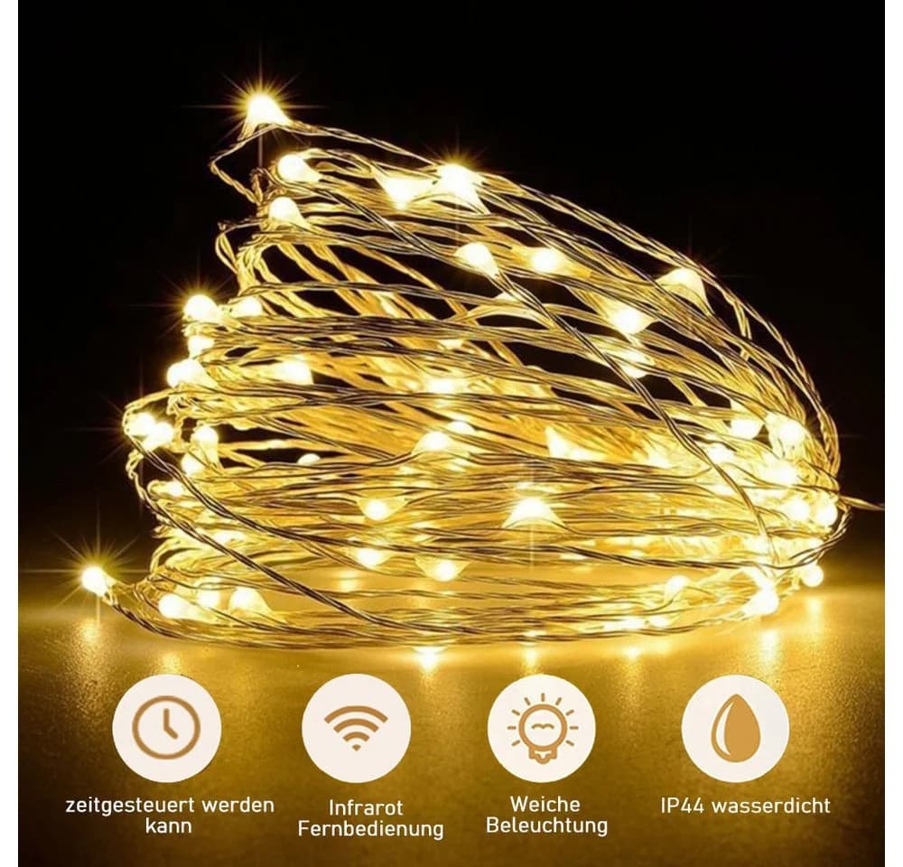 AFKSMILE LED-Lichterkette mit Timer, Dimmfunktion & Fernbedienung