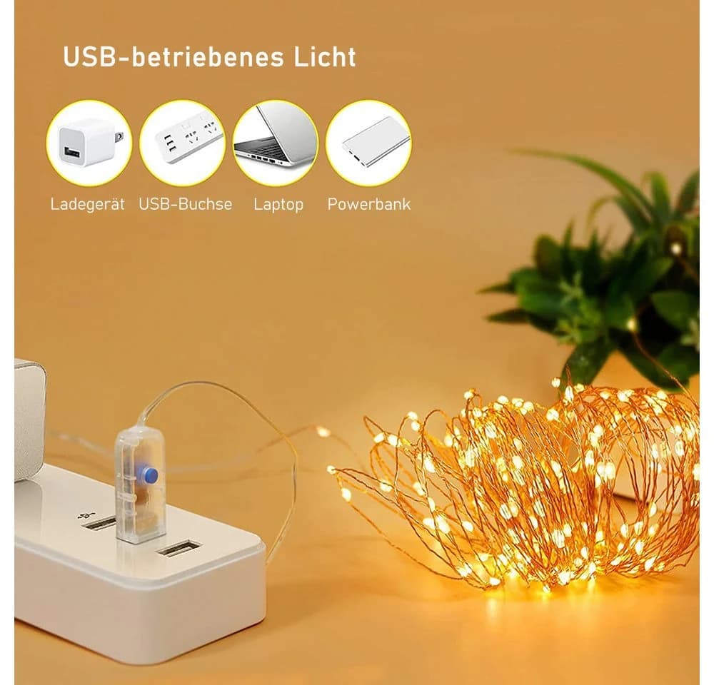 AFKSMILE LED-Lichterkette mit Timer, Dimmfunktion & Fernbedienung - Bild 4
