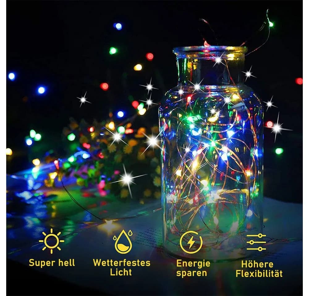 AFKSMILE LED-Lichterkette mit Timer, Dimmfunktion & Fernbedienung
