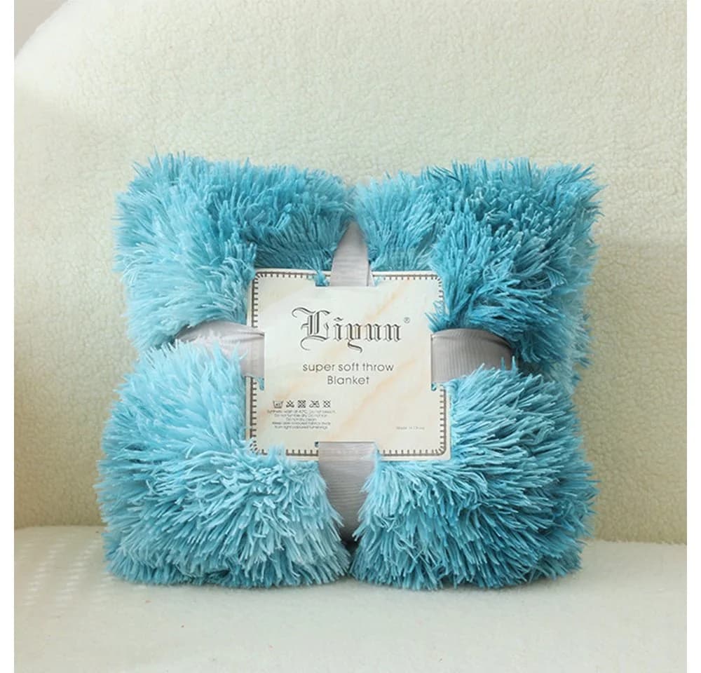 TUWENA Wohndecke Kuscheldecke Blau Plüsch Flauschig - Bild 2