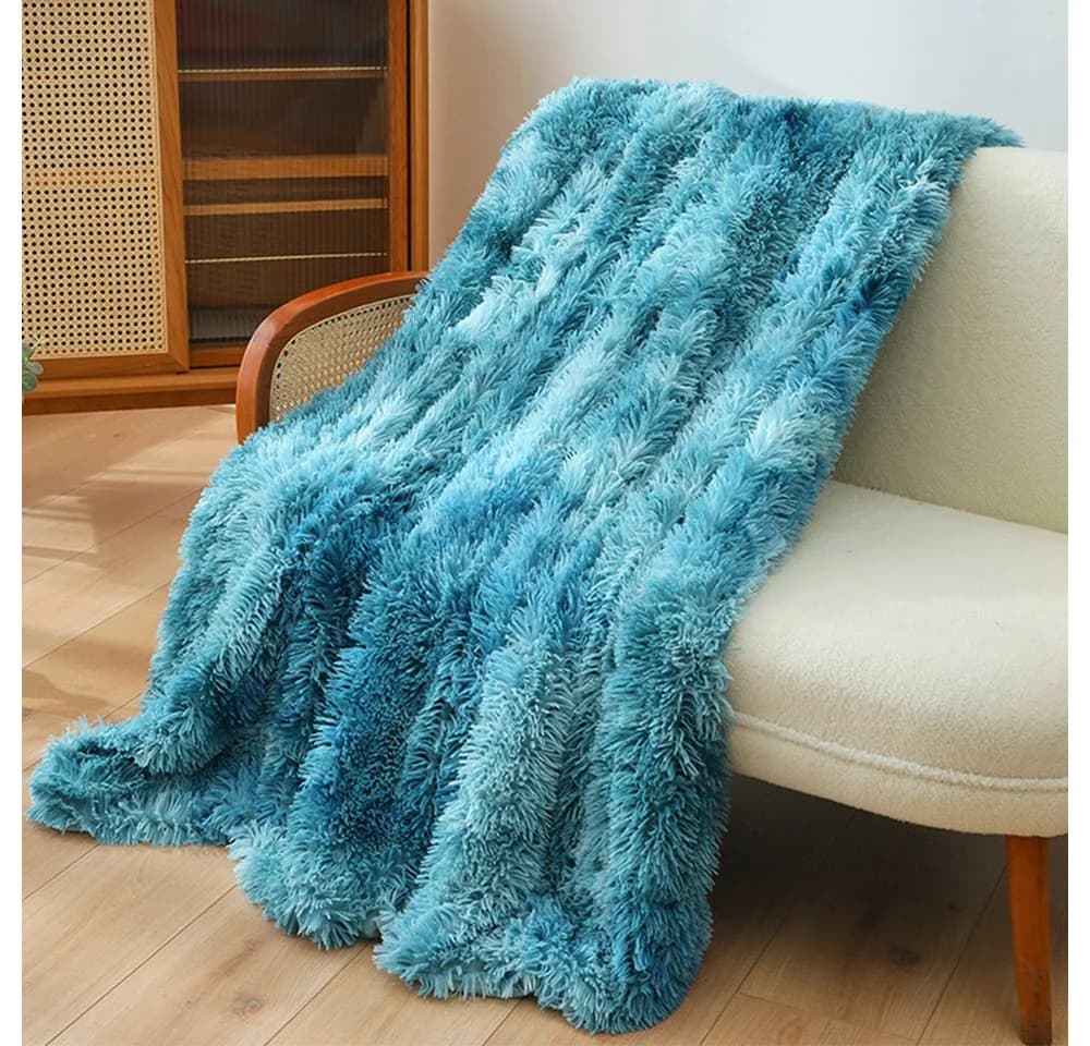 TUWENA Wohndecke Kuscheldecke Blau Plüsch Flauschig - Bild 3