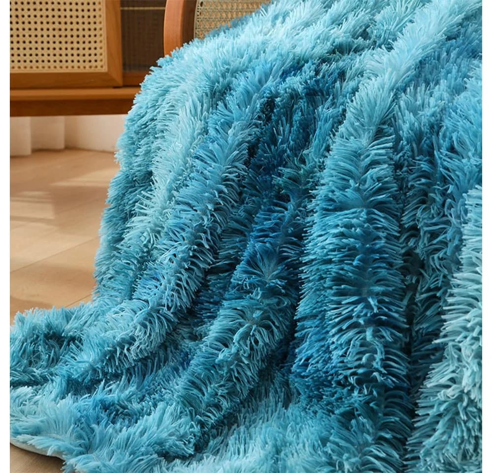 TUWENA Wohndecke Kuscheldecke Blau Plüsch Flauschig - Bild 4
