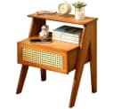 TUWENA Bambus Nachttisch mit Rattan-Schublade und offenen Regalen Bild 2