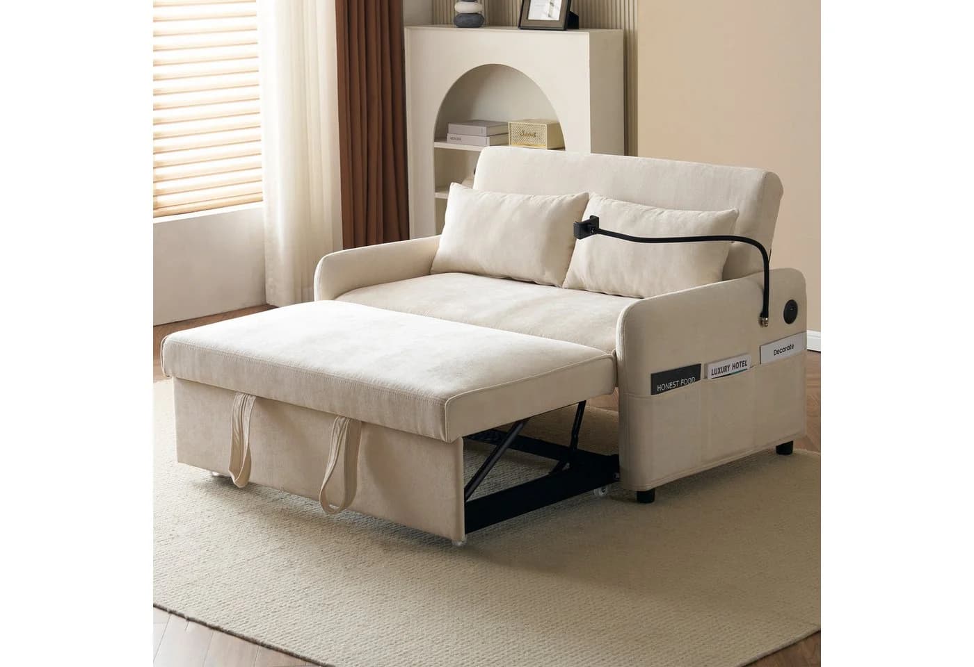 i@home Schlafsofa Modernes Doppel-Klappschlafsofa mit USB-Ladeanschluss und Handyhalter - Bild 3