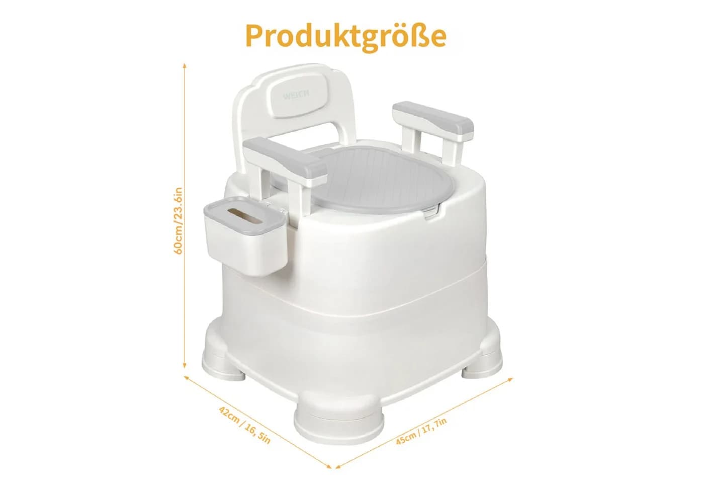 Rutaqian Toiletten-Stuhl Höhenverstellbar Grau für Senioren
