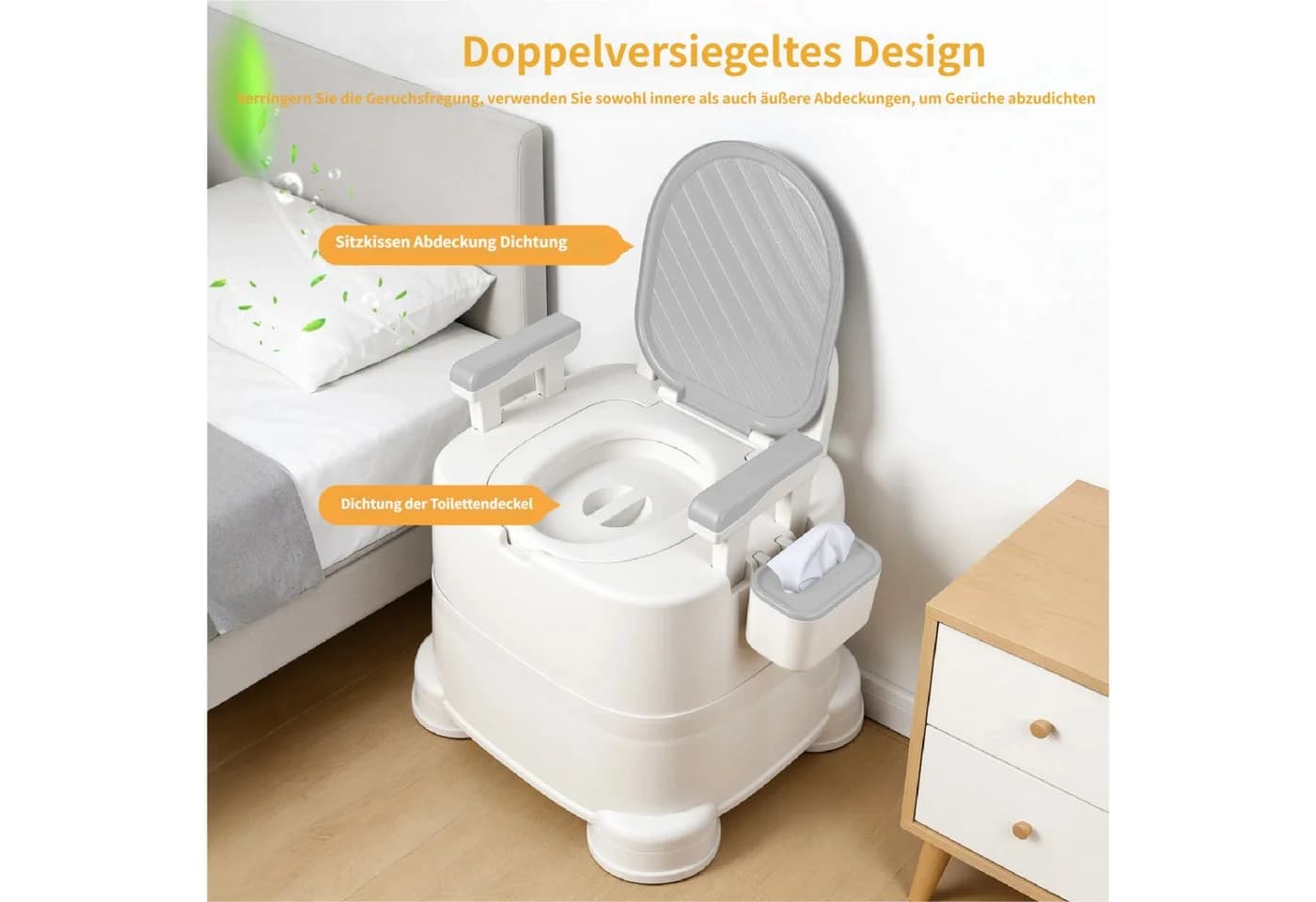 Rutaqian Toiletten-Stuhl Höhenverstellbar Grau für Senioren - Bild 4