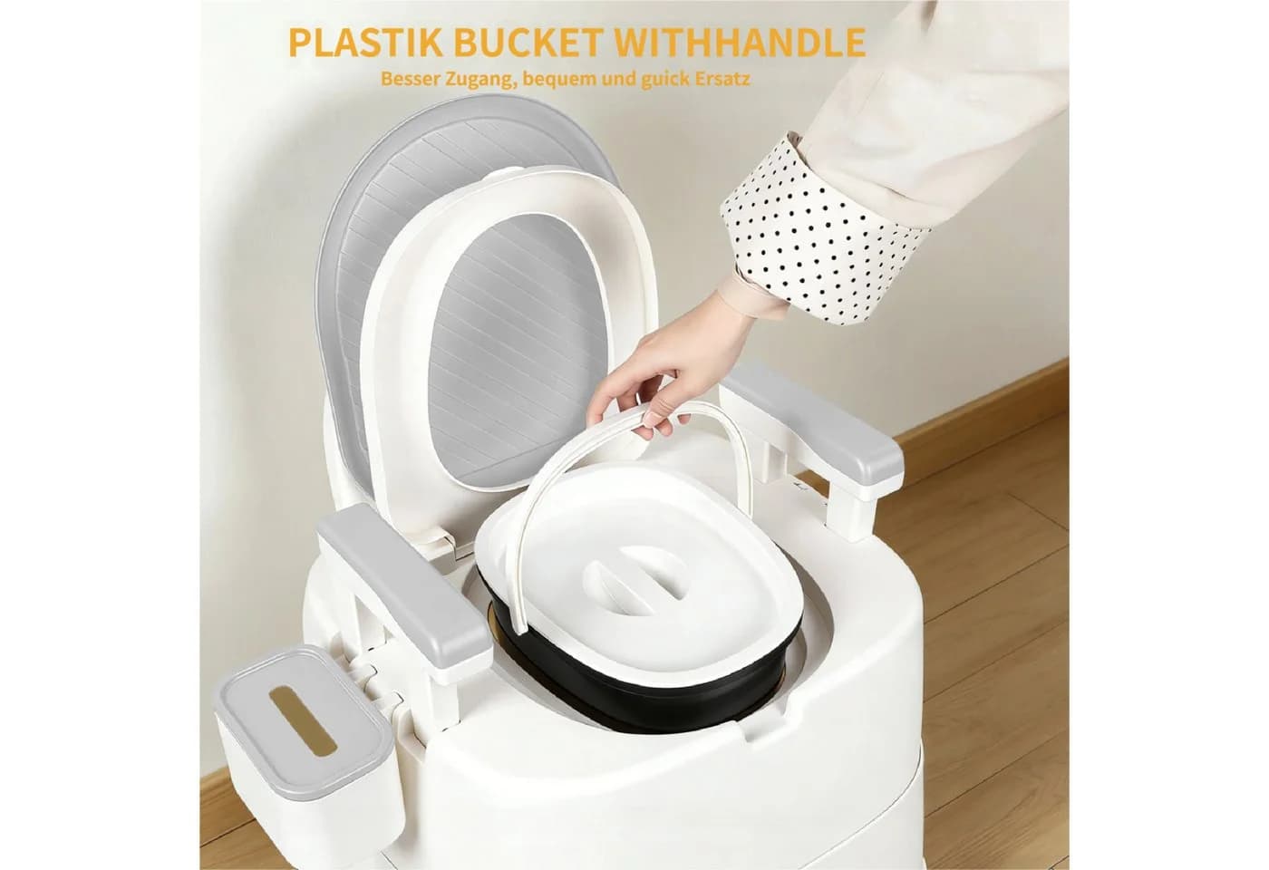 Rutaqian Toiletten-Stuhl Höhenverstellbar Grau für Senioren - Bild 5