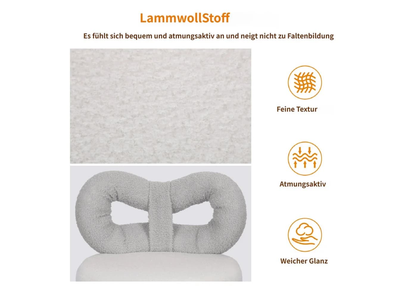 Rutaqian Frisierstuhl Grau-Weiß mit Schleifenrückenlehne - Bild 4