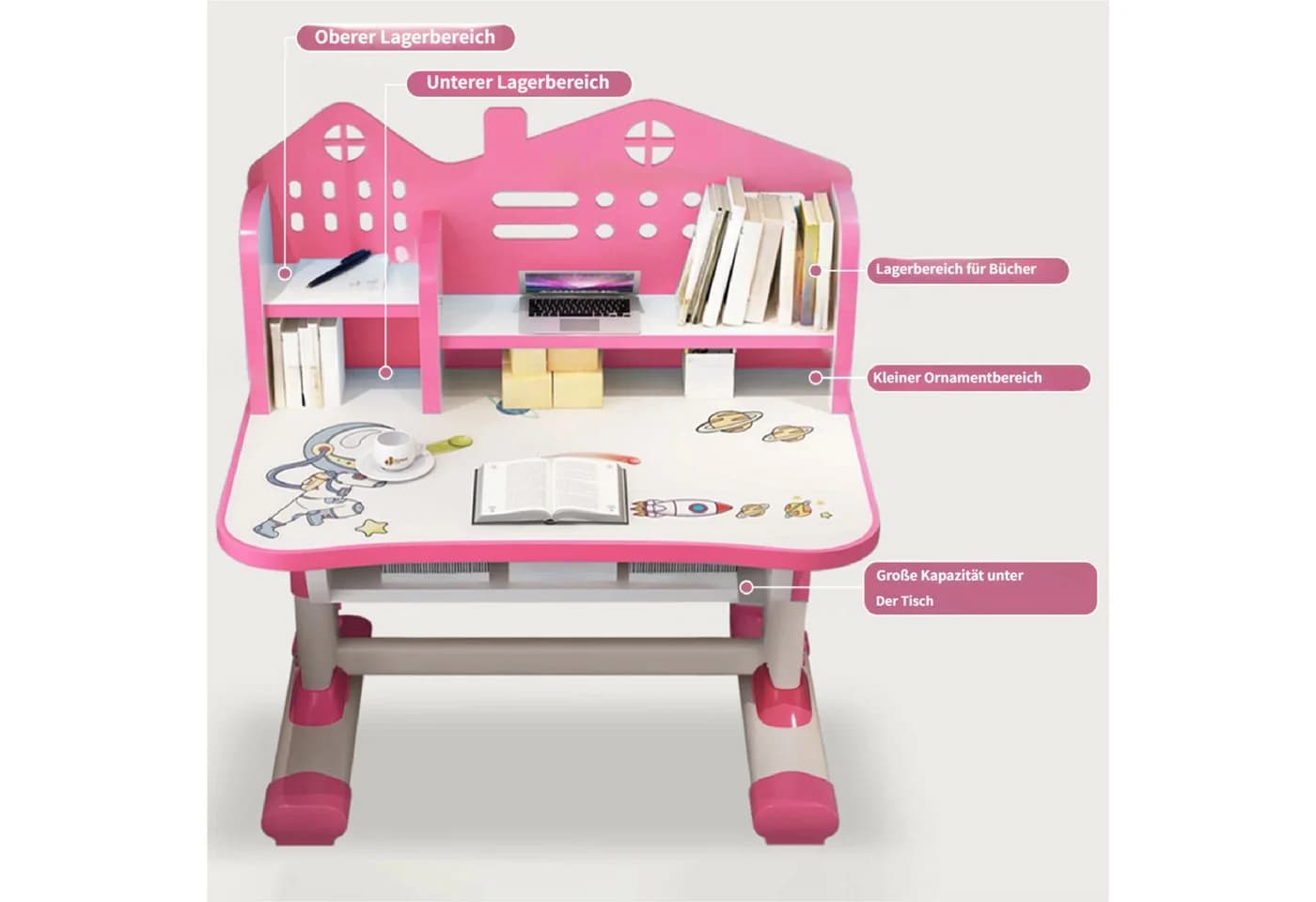 Rutaqian Kinderschreibtischstuhl-Set für Kinder, Höheverstellbar - Bild 4
