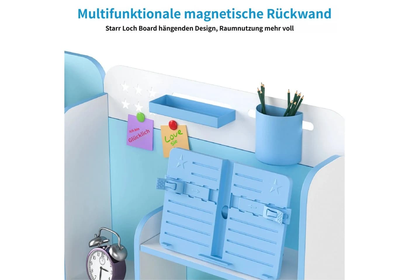 Rutaqian Kinderschreibtisch, höhenverstellbarer Kinder-Schreibtischstuhl-Set, mit Sitzkorrektur und Bücherständer - Bild 5