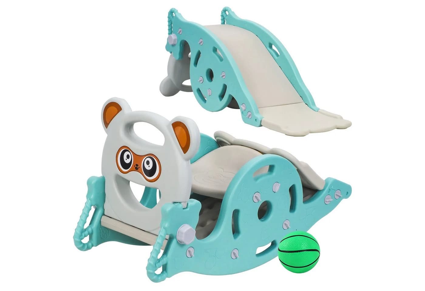 Rutaqian Indoor-Rutsche 4-in-1 Kinderrutsche mit Schaukel und Basketballkorb - Bild 2