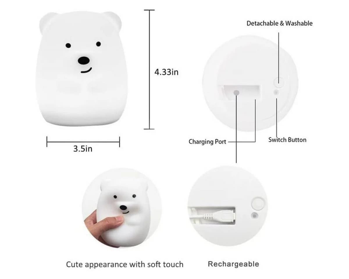 COFI 1453 LED Nachtlicht Kinder Bär mit Fernbedienung