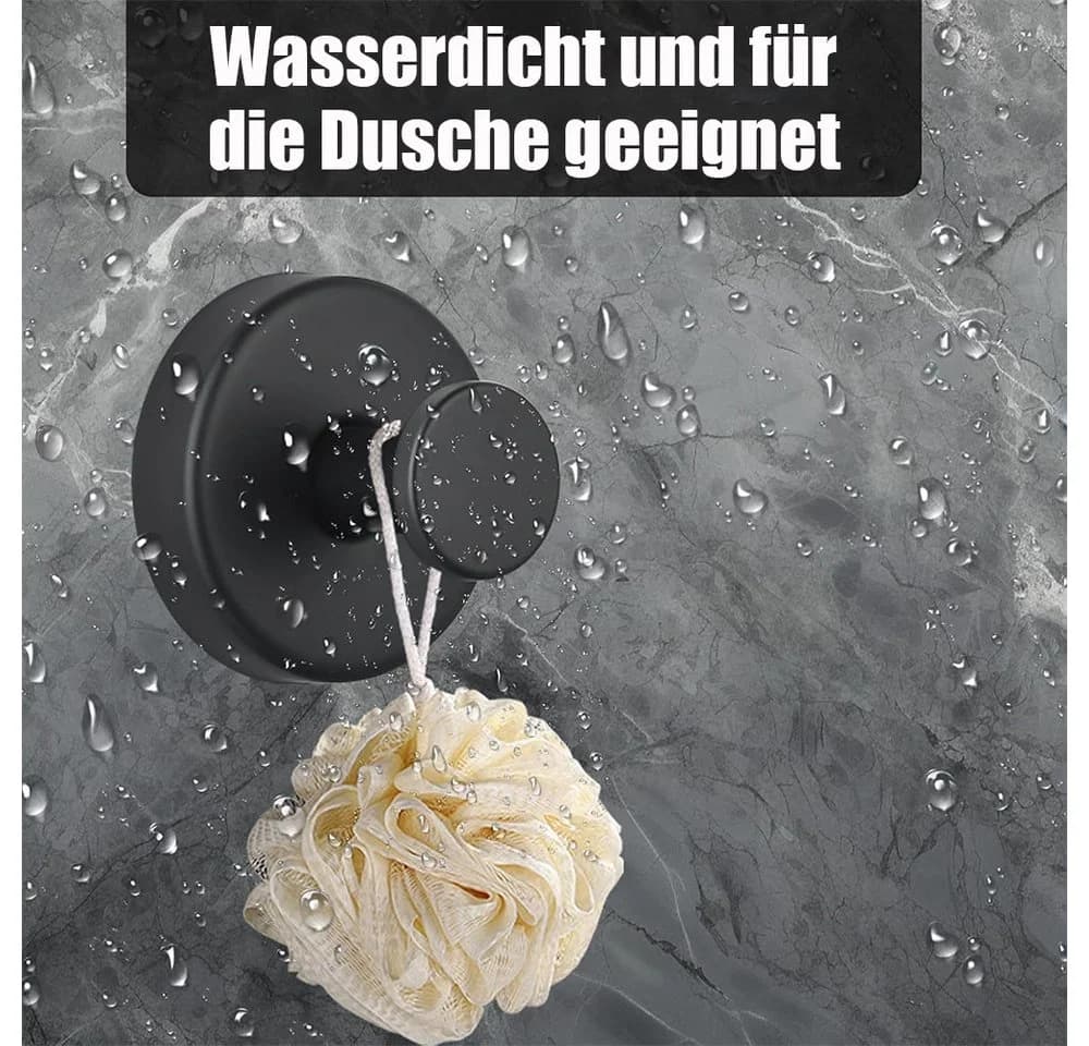 TUWENA Handtuchhaken 4 Stück Schwarz Saugnapf ohne Bohren - Bild 4
