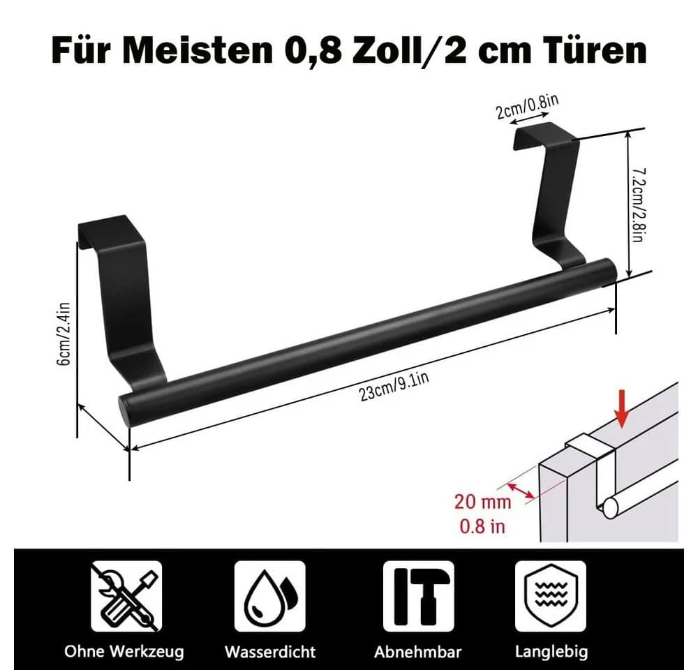 TUWENA Handtuchstange 2 Stück Türhandtuchhalter Schwarz