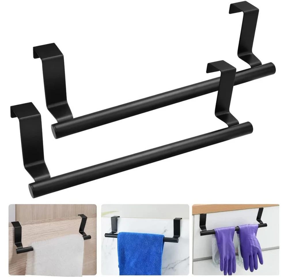 TUWENA Handtuchstange 2 Stück Türhandtuchhalter Schwarz - Bild 2