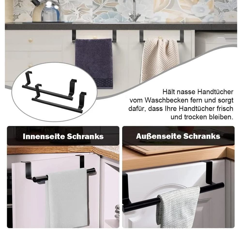 TUWENA Handtuchstange 2 Stück Türhandtuchhalter Schwarz - Bild 5