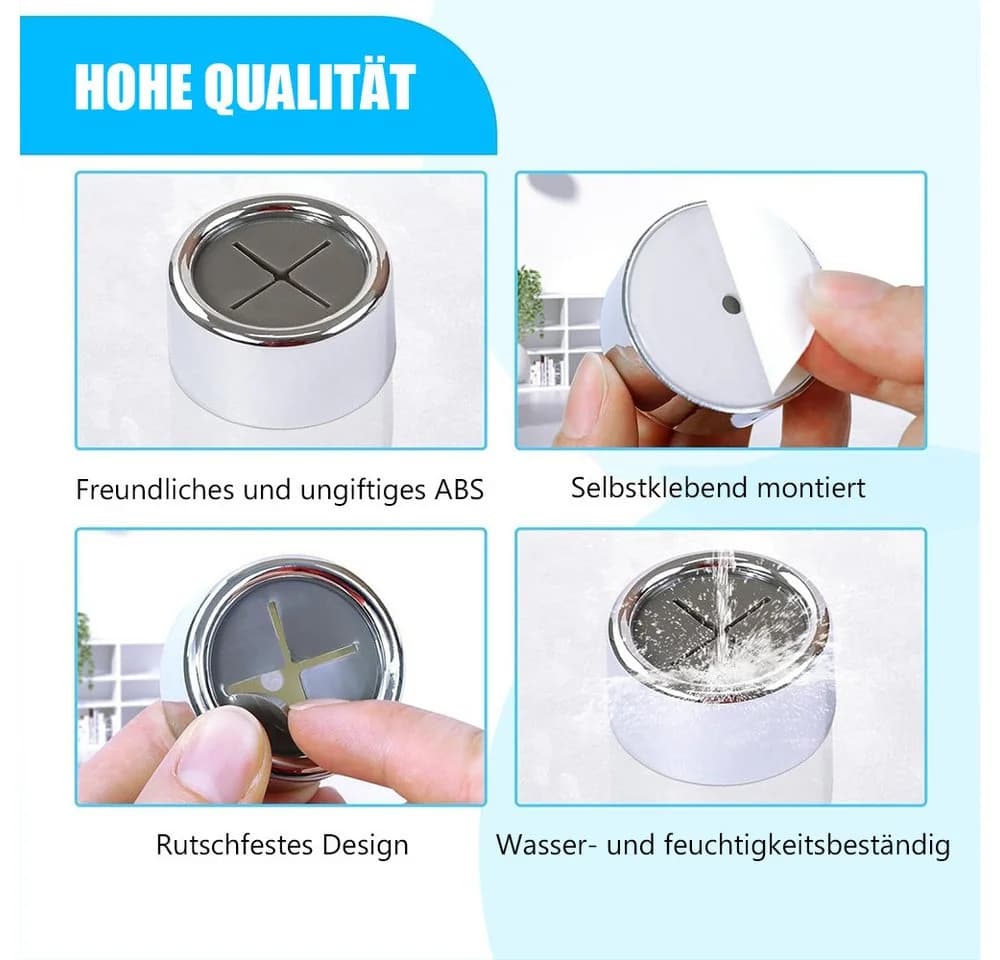 TUWENA Handtuchklemme Geschirrtuchhalter 4 Stück Set Rund Silber - Bild 3