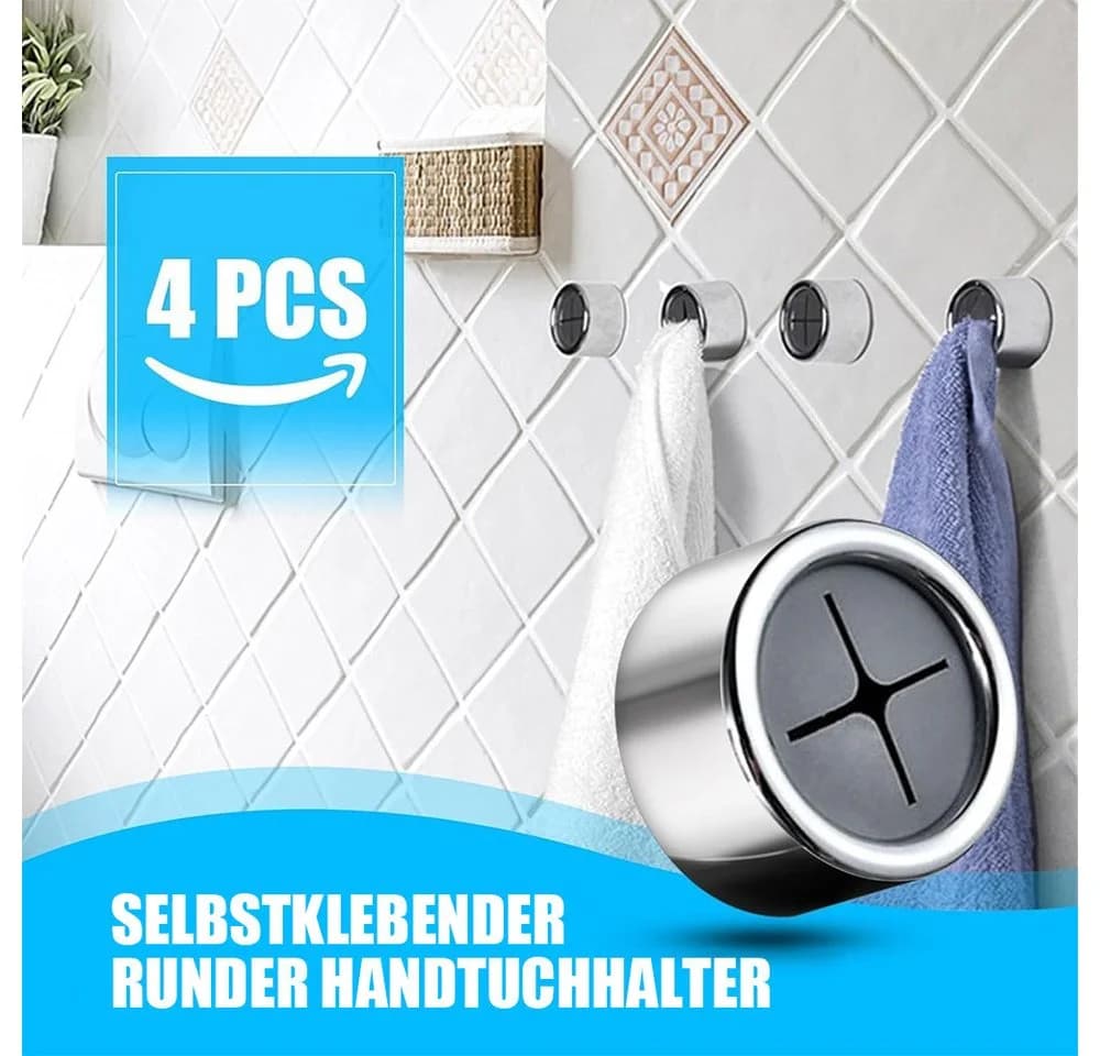 TUWENA Handtuchklemme Geschirrtuchhalter 4 Stück Set Rund Silber - Bild 4
