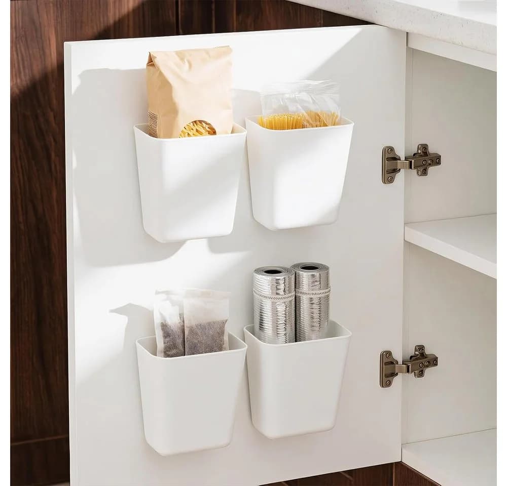 TUWENA Aufbewahrungsbox 4 Stück Küchenschranktür-Aufbewahrungsbox, Wandaufbewahrungsboxen, für Schrank, Badezimmer, Kühlschrank - Bild 2