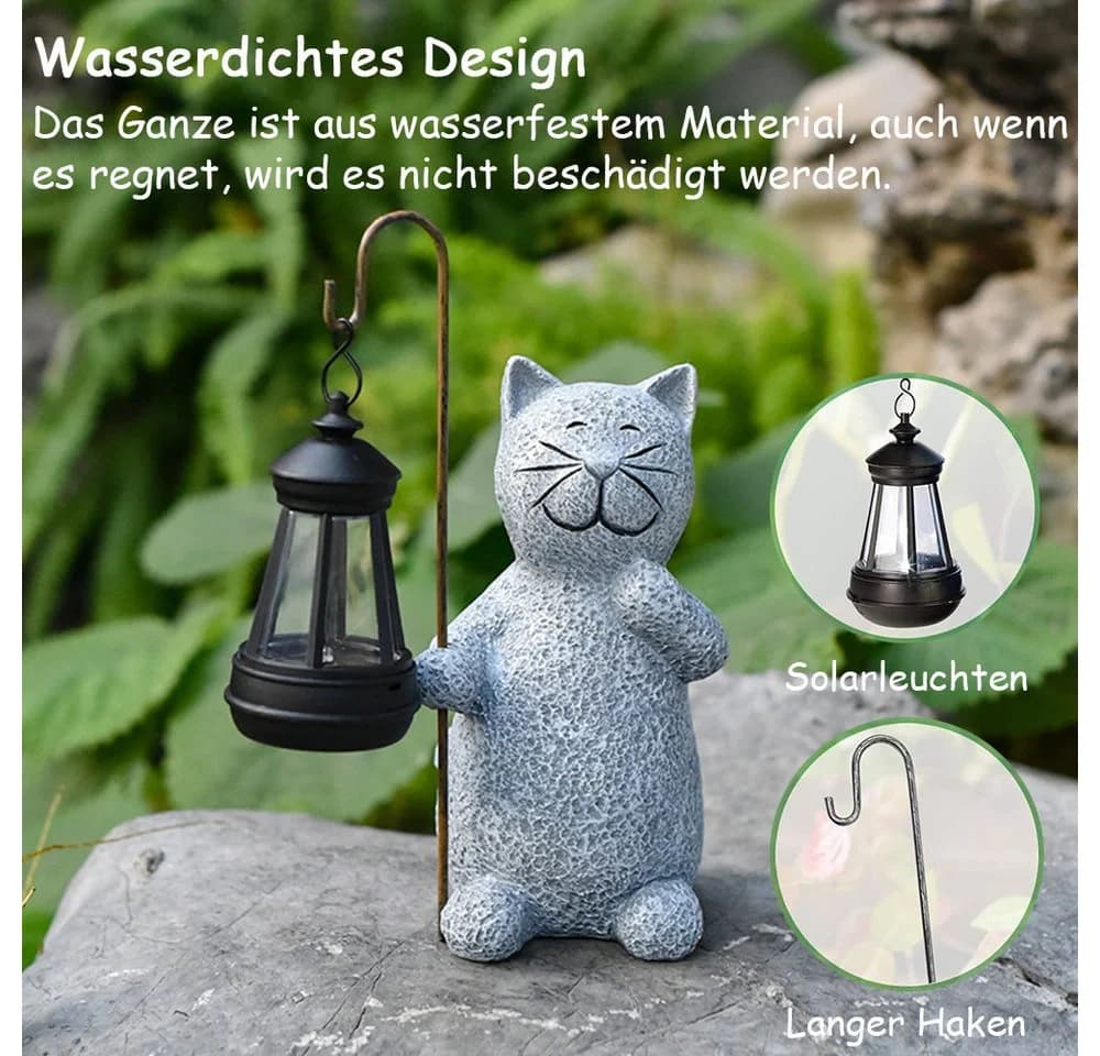 TUWENA LED Solarleuchte Katze Gartenfigur mit Solar Laterne - Bild 3