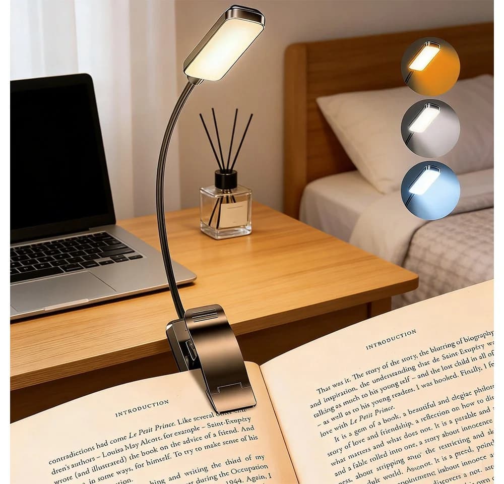TUWENA LED Leselampe Buchklemme 360° Flexibel 9 LEDs 3 Farbtemperaturen - Bild 2