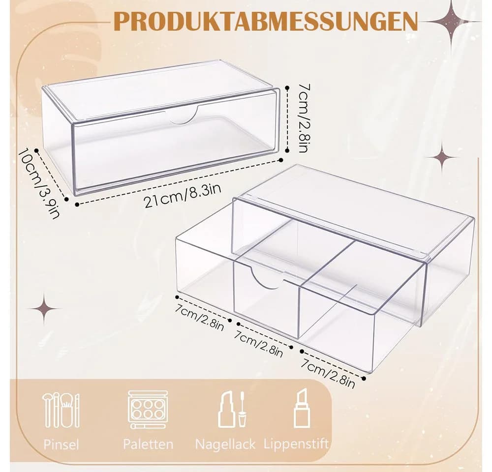 TUWENA Organizer 2er-Set Stapelbarer Organizer mit Schubladen
