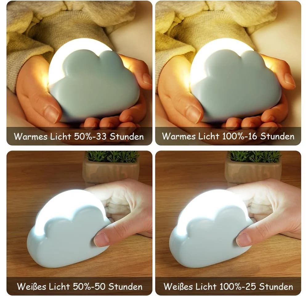 TUWENA LED Nachtlicht Wolkenform Blau Dimmbar Kinder Nachtlampe - Bild 3