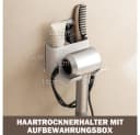 AFKSMILE Haartrocknerhalter Weiß Ohne Bohren Mit Kabelhalter Bild 1