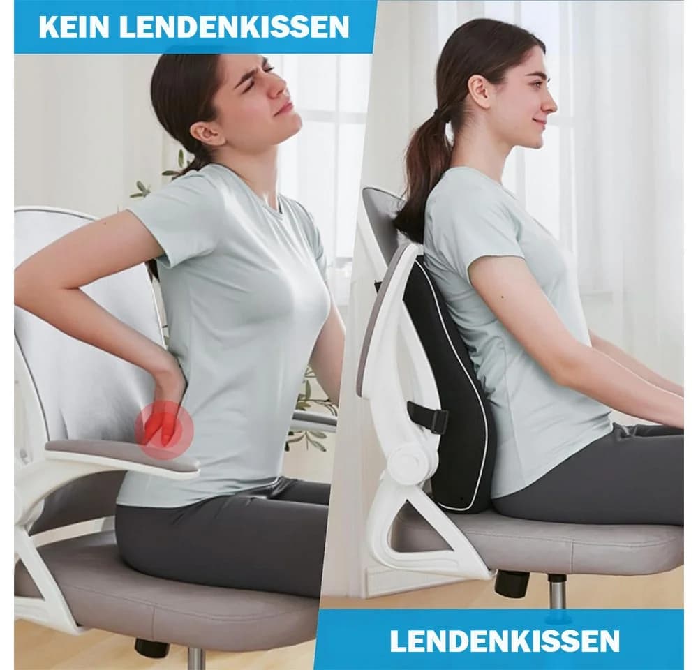 AFKSMILE Rückenkissen Memory Foam Schwarz mit Riemen - Bild 5