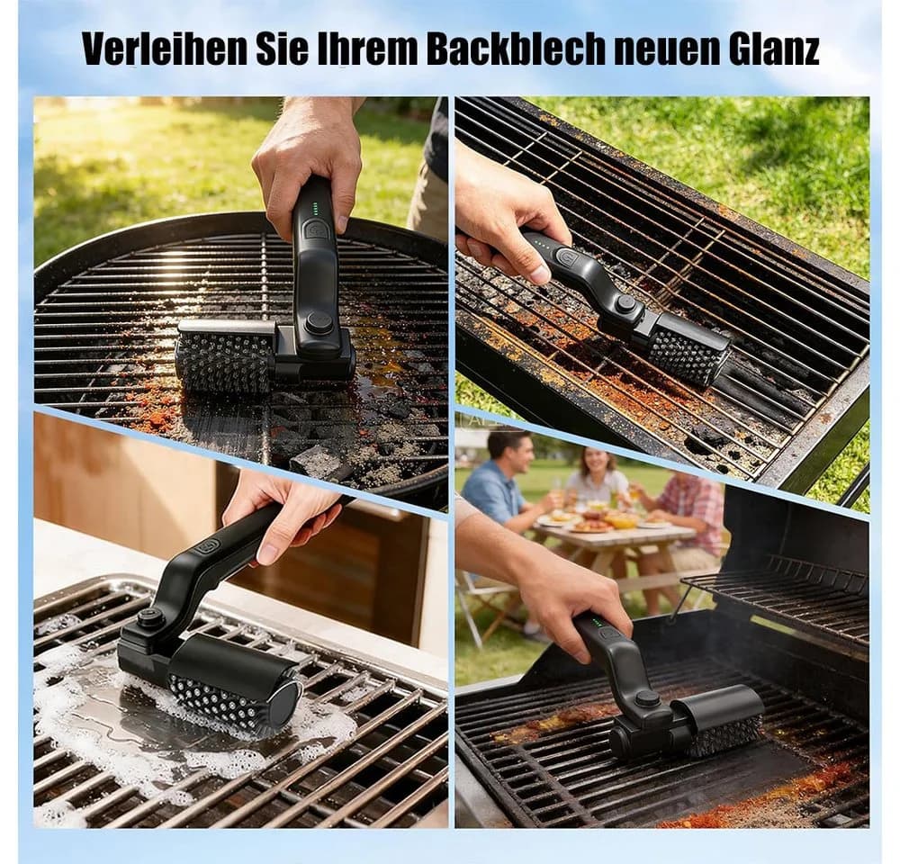 AFKSMILE Elektrische Grillbürste Kabellos Schwarz mit Edelstahl-Bürstenkopf - Bild 5