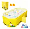 AFKSMILE Faltbare Babybadewanne PVC Gelb mit Zubehör Bild 2