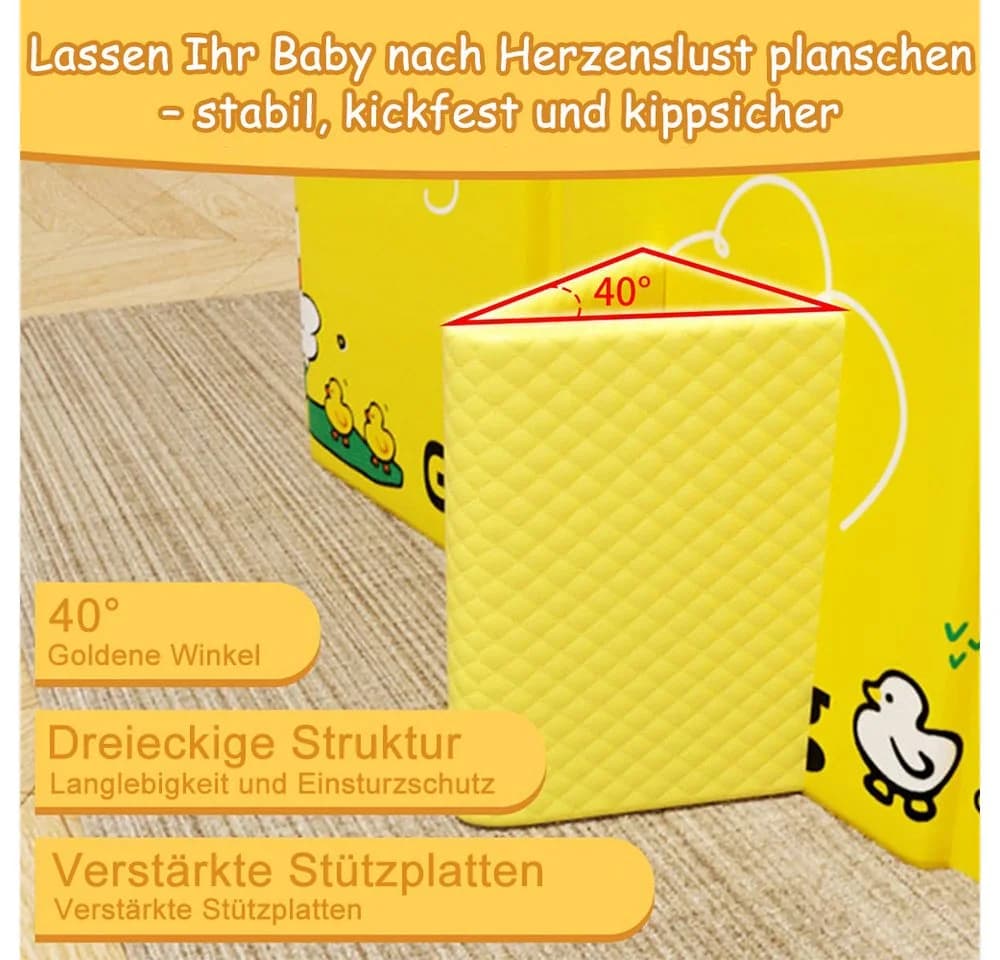 AFKSMILE Faltbare Babybadewanne PVC Gelb mit Zubehör - Bild 4