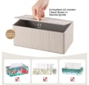 AFKSMILE Taschentuchbox Modern PU Leder Rechteckig Beige/Schwarz Bild 4
