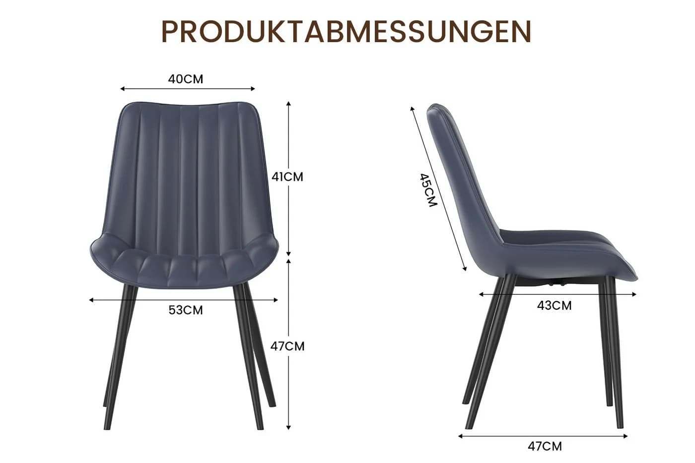 HOMAVO Esszimmerstuhl Stuhlset 6-tlg. Schwarz Kunstleder Metall - Bild 5