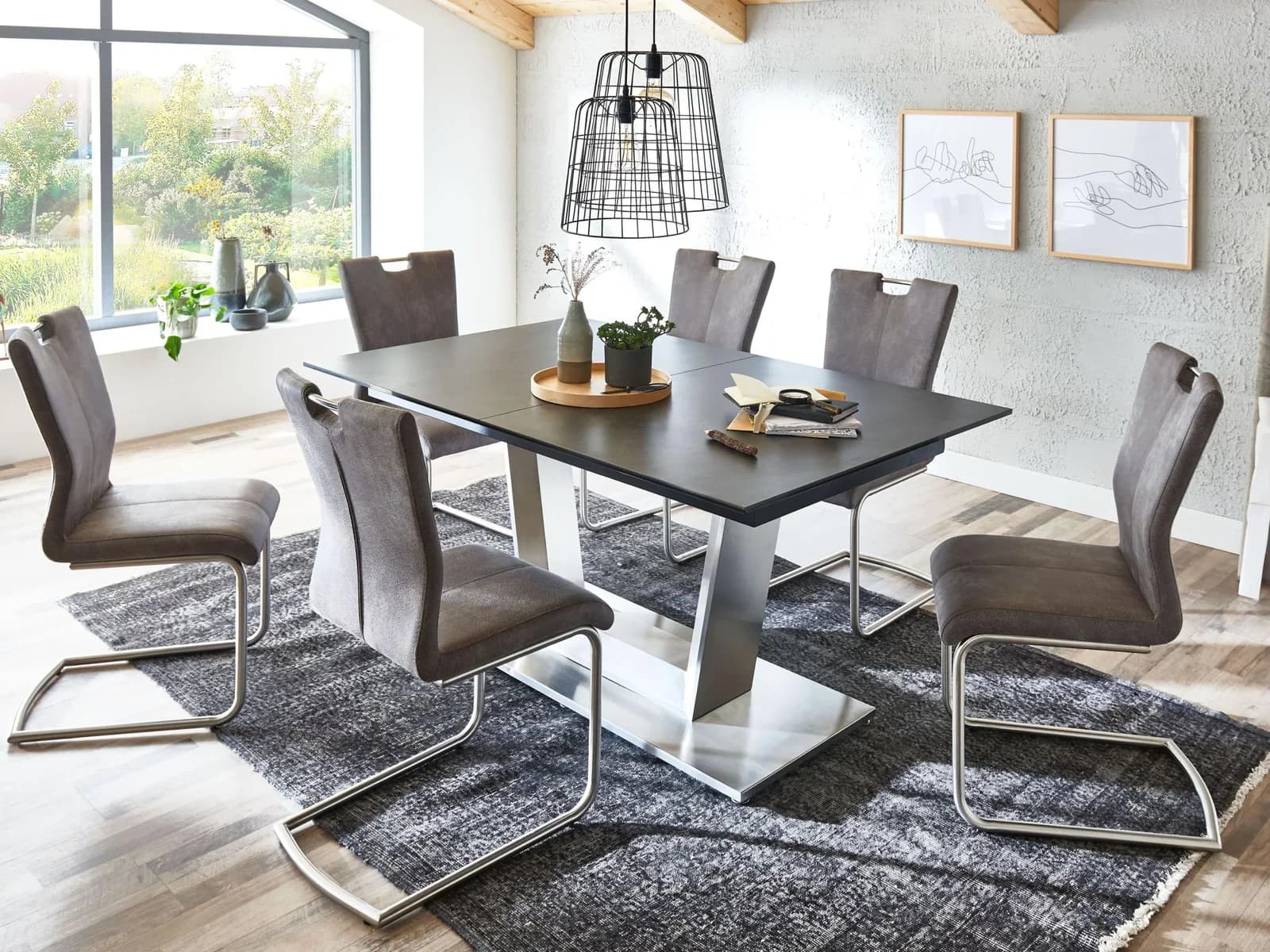 Esstisch MONDO COMEDOR mit Glaskeramik-Oberfläche und Auszug