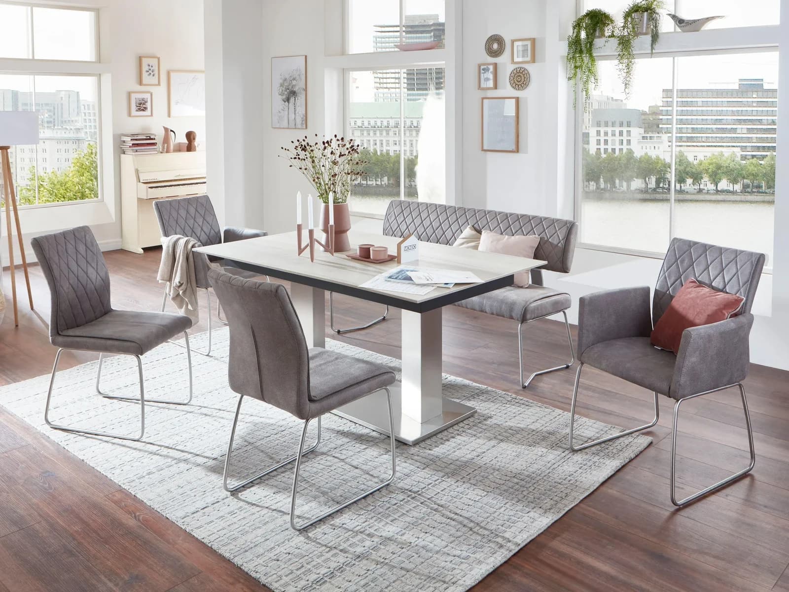 Esstisch MONDO COMEDOR Weiß Schwarz Ausziehbar