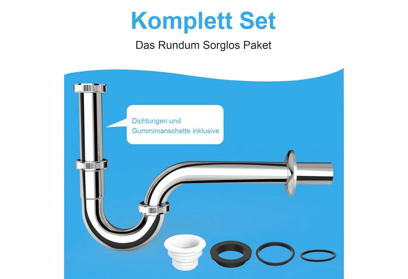 SURFOU Siphon für Waschbecken 1 1/4 Zoll Edelstahl mit Geruchsverschluss - Bild 3