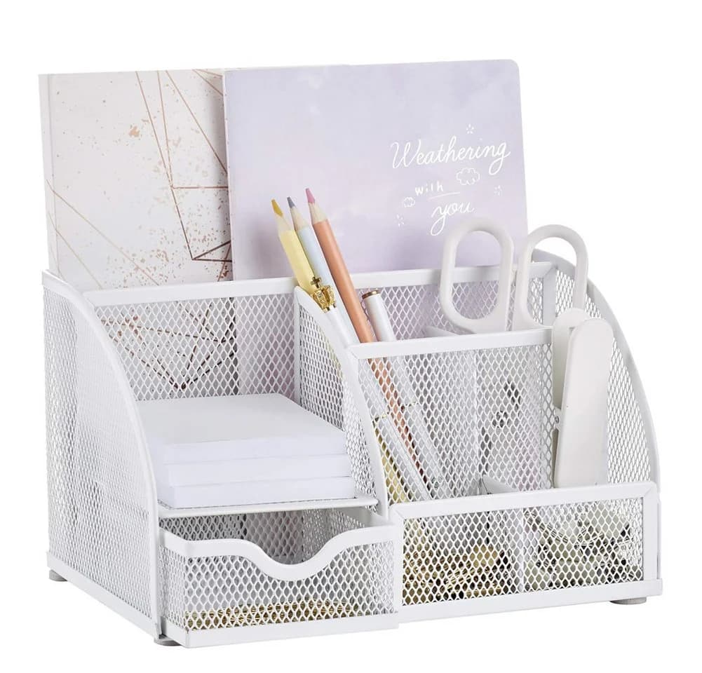 FANNOU Tischelement Organizer Grau Mesh Metall Schreibtisch Organizer