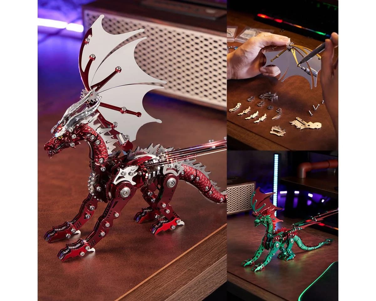 FANNOU 3D-Puzzle Mechanischer Drache 313 Teile Metallbausatz