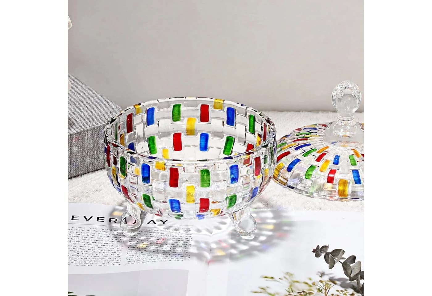 FANNOU Vorratsglas Handbemalt Bunt mit Deckel und Griff