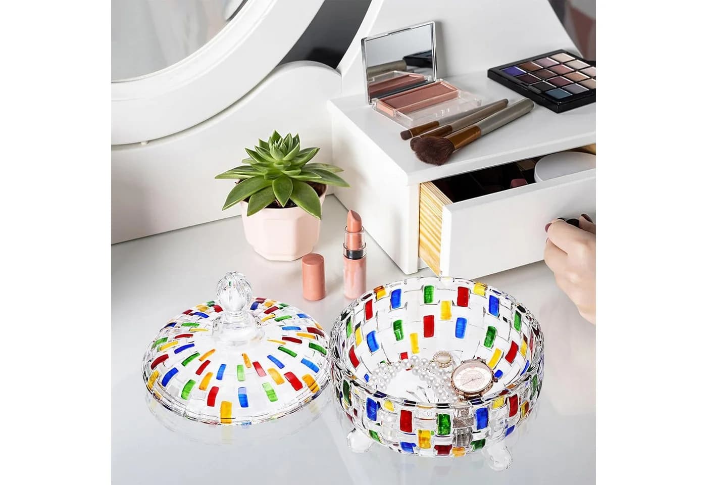 FANNOU Vorratsglas Handbemalt Bunt mit Deckel und Griff - Bild 3