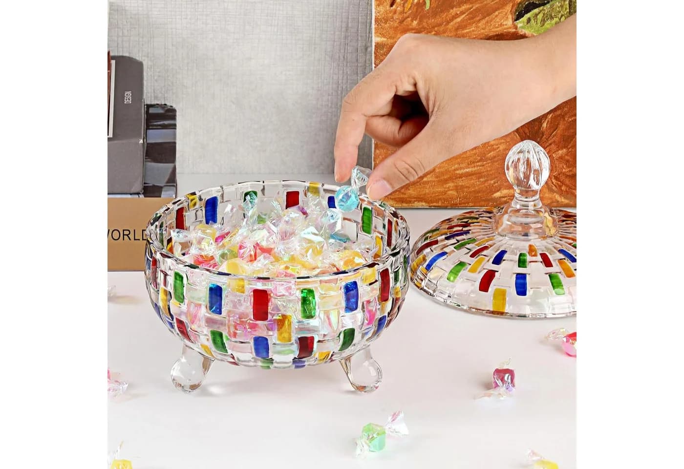 FANNOU Vorratsglas Handbemalt Bunt mit Deckel und Griff - Bild 4