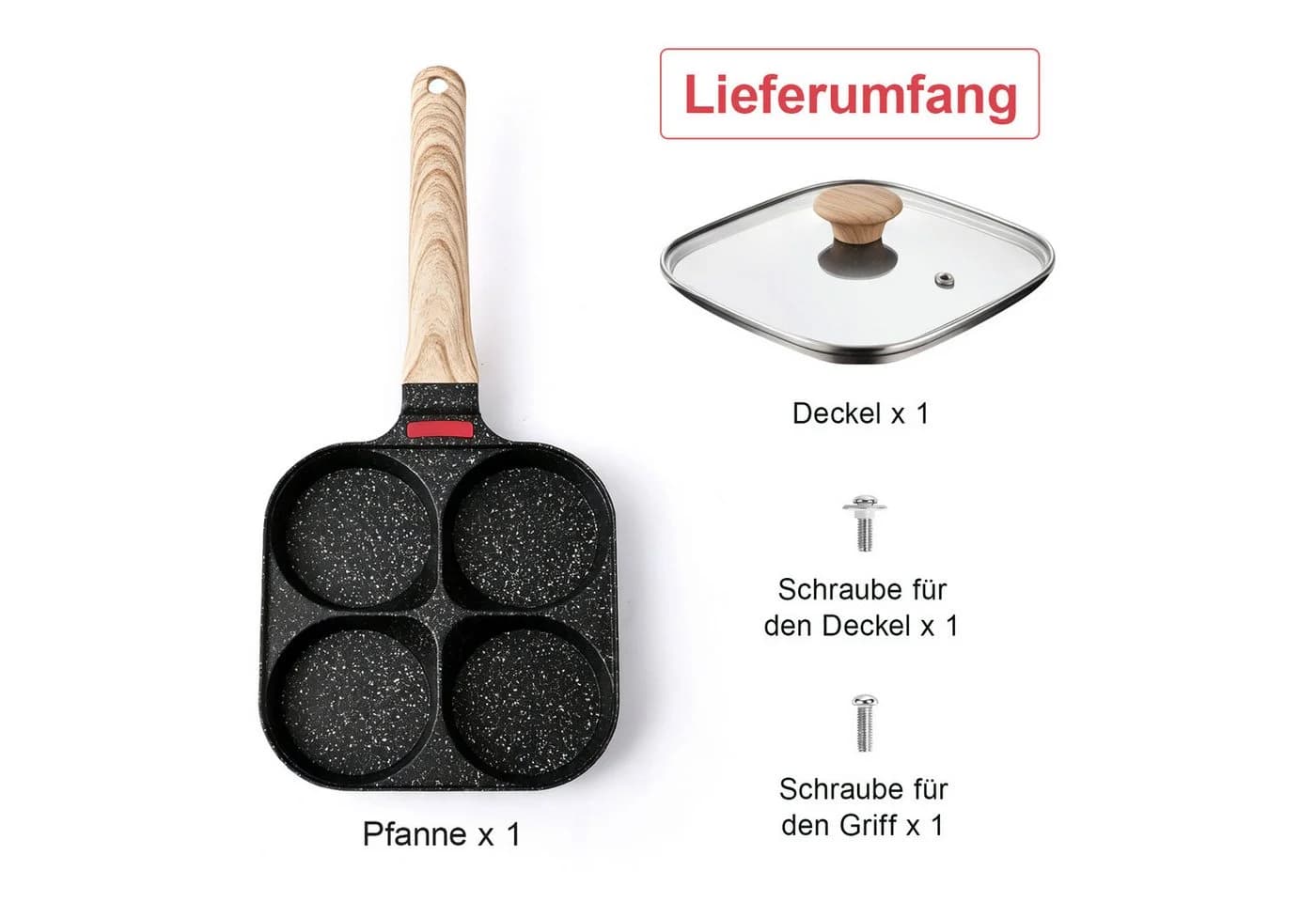FANNOU Bratpfanne mit Deckel, 4 Loch Aluminium Antihaft für Induktion & Gas - Bild 5