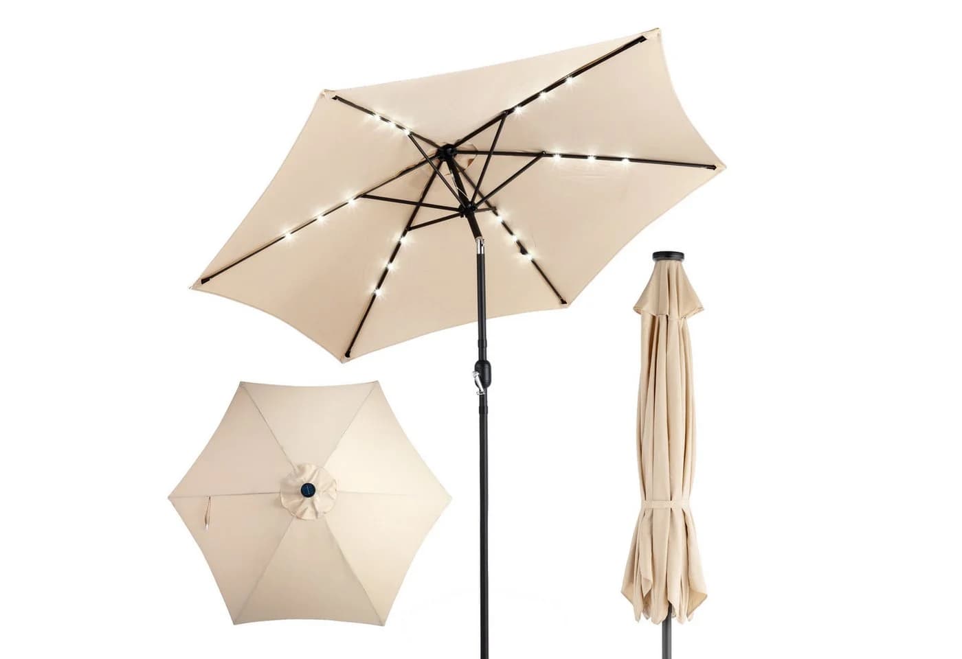 FANNOU Sonnenschirm Beige mit LED und Kippfunktion - Bild 2