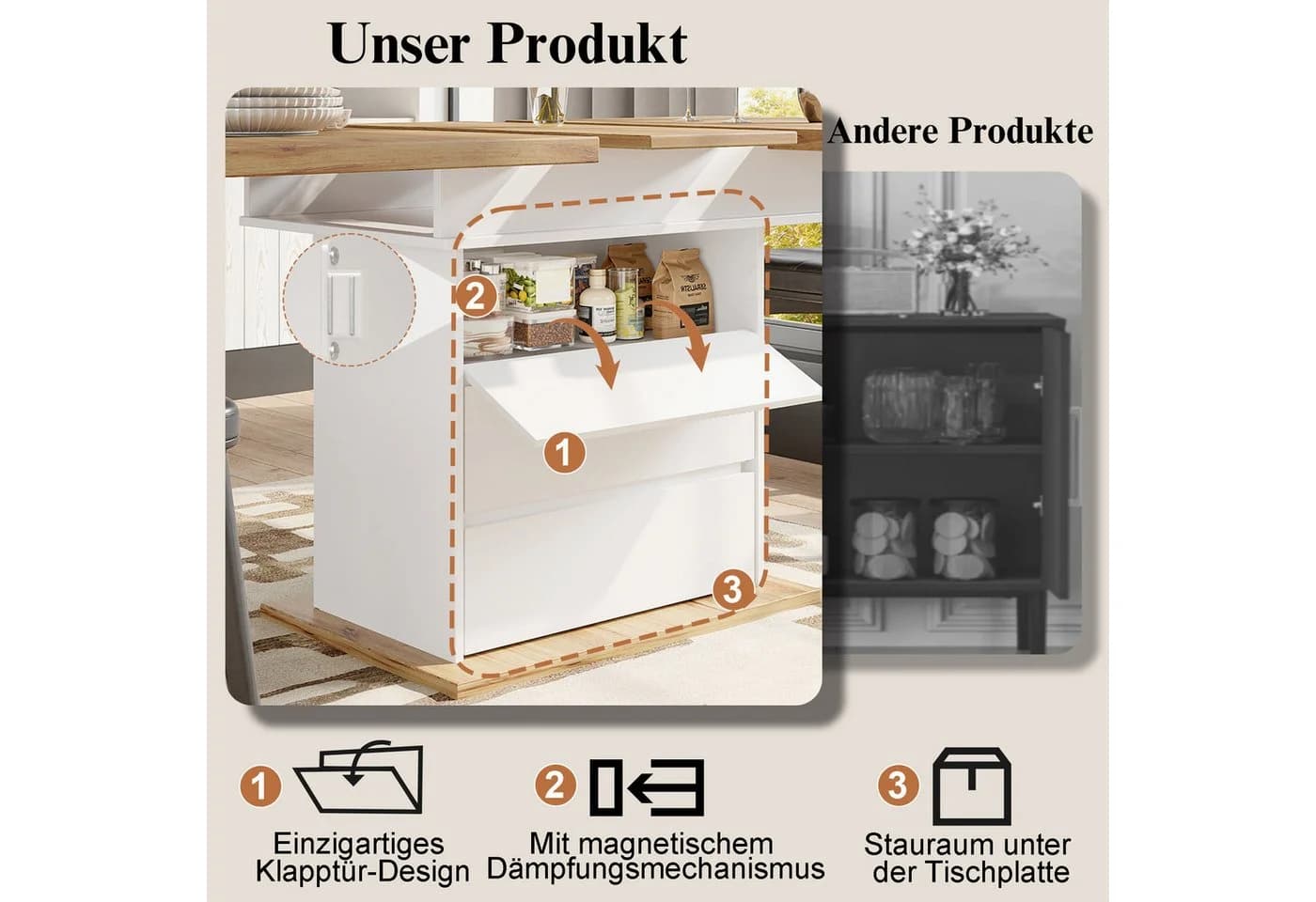 Celya Ausziehbarer Esstisch Weiß Modern - Bild 3