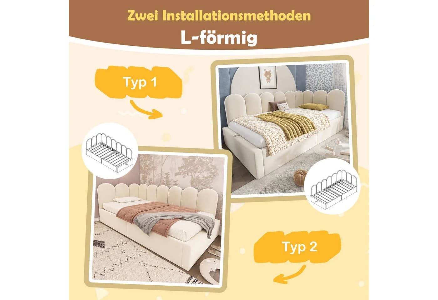 Celya Polsterbett Daybett Beige mit Stauraum - Bild 3